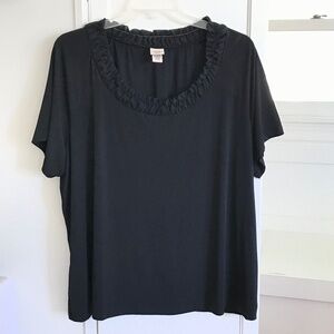 COVINGTON Ruffle Round Neck Black Short Sleeve Blouse Women’s Plus Size 26 2X